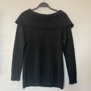 Cynthia Rowley 100% Cashmere Black On/Off Shoulder Sweater Size Small